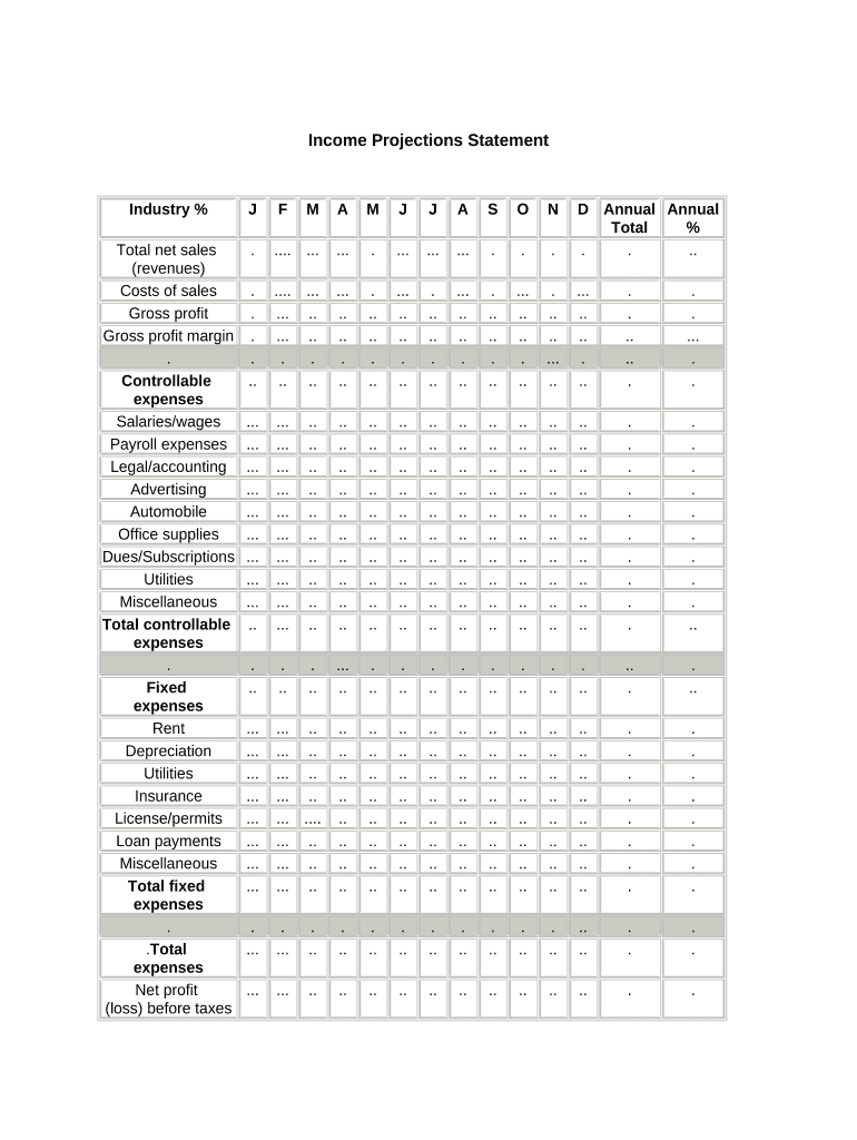 income projections Preview on Page 1