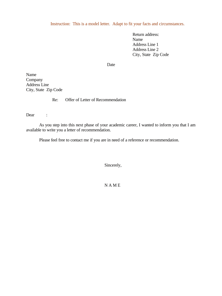 recommendation letter sample Preview on Page 1