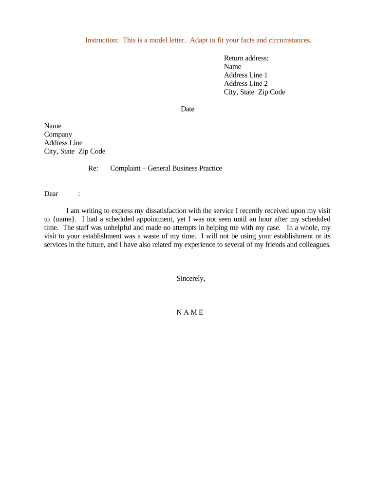 writing a letter of complaint template