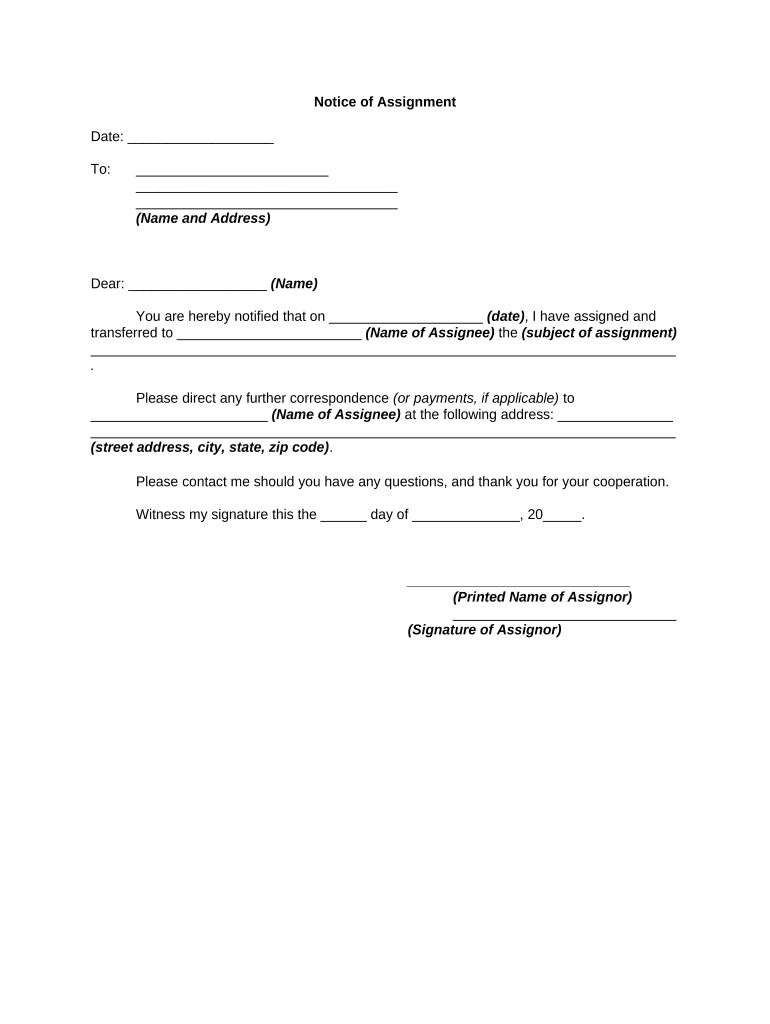 notice of assignment draft