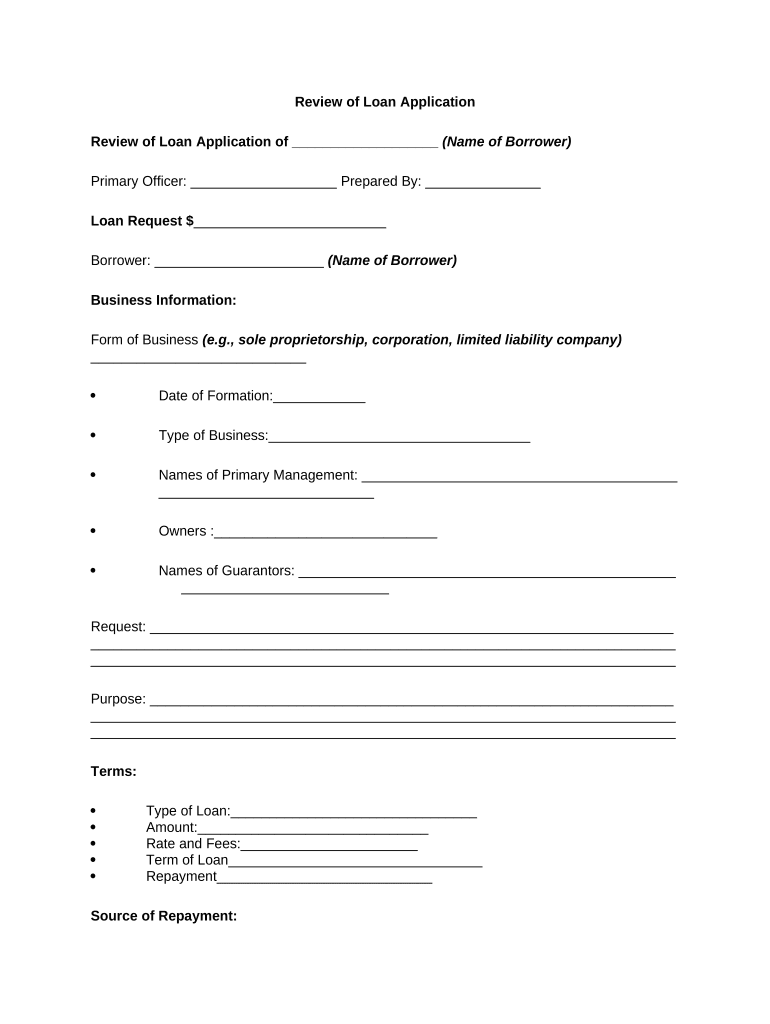 review loan application Preview on Page 1