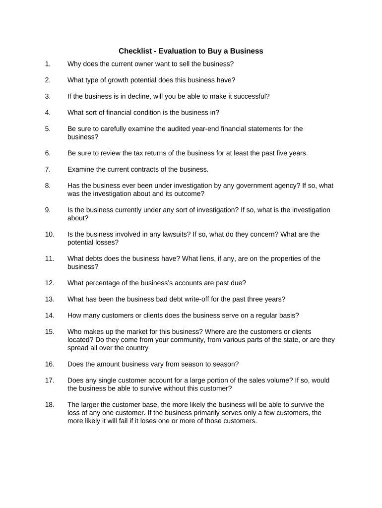 checklist buy business Preview on Page 1