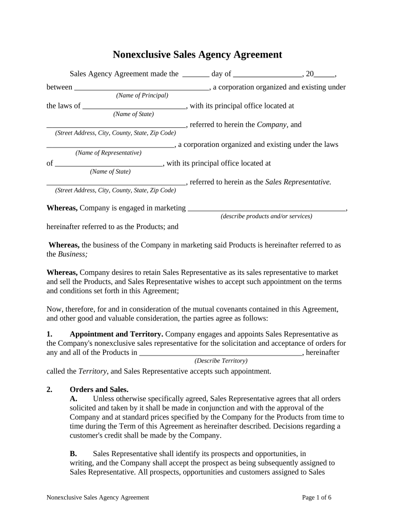 agency agreement template Preview on Page 1