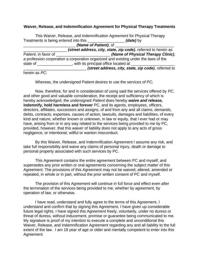 waiver release agreement Preview on Page 1