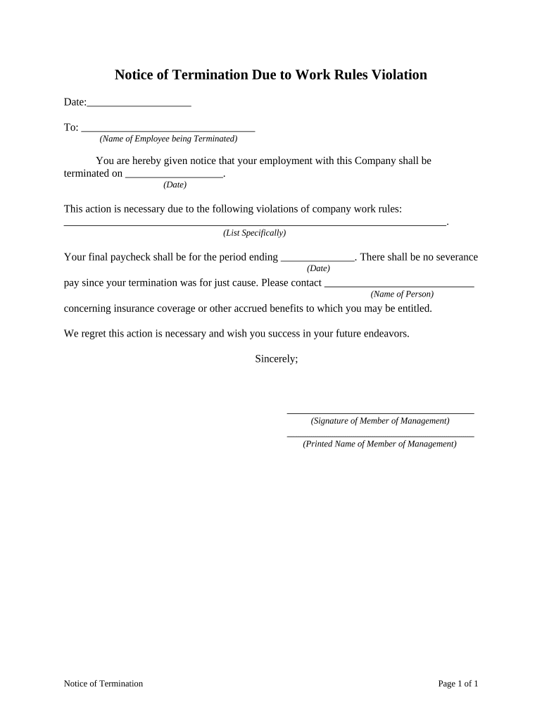 notice termination work Preview on Page 1