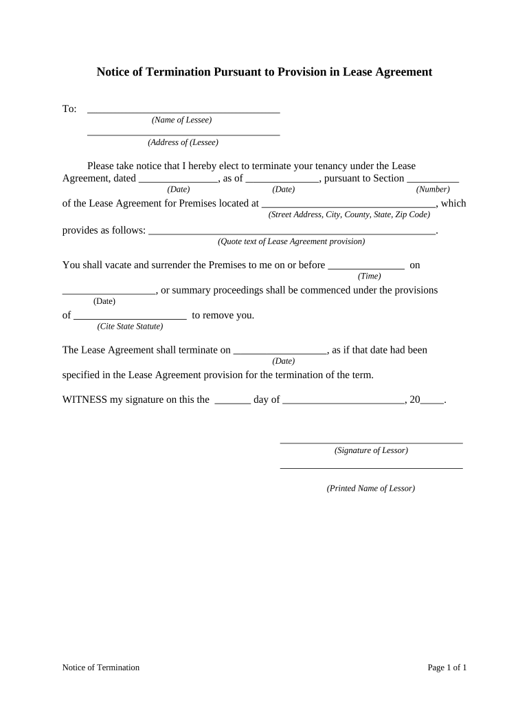 notice termination lease Preview on Page 1