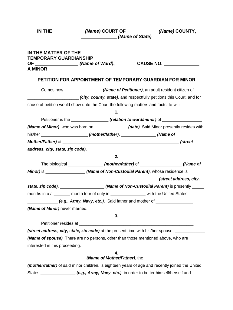 temporary guardianship Preview on Page 1