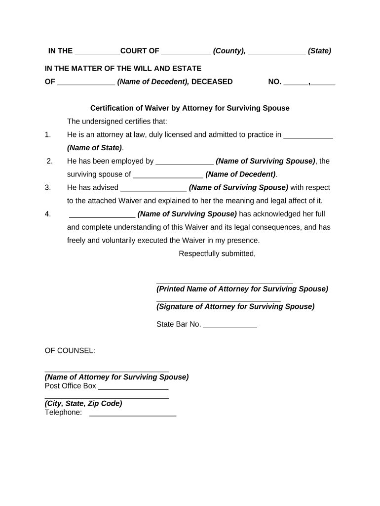 waiver of attorney Preview on Page 1.