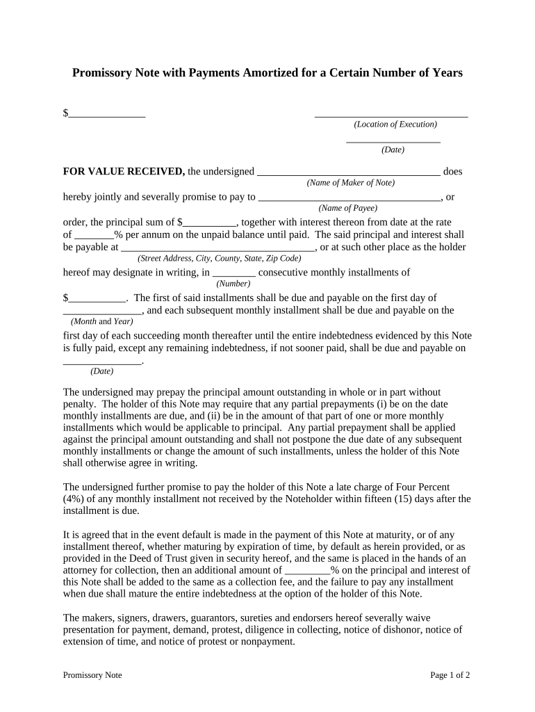 promissory note payments Preview on Page 1