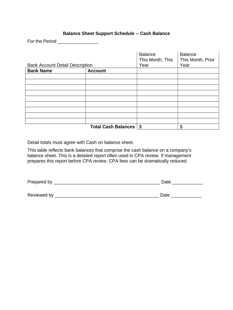 supporting schedules for financial statements Preview on Page 1.