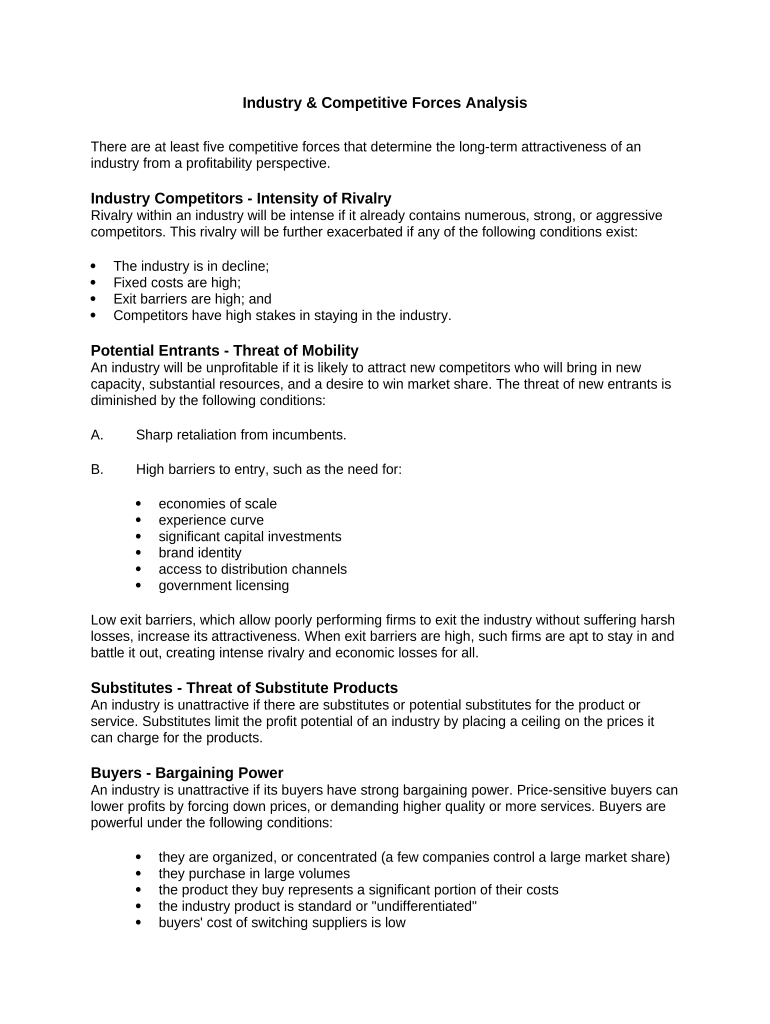 Worksheet - Industry and Competitive Forces Analysis Preview on Page 1