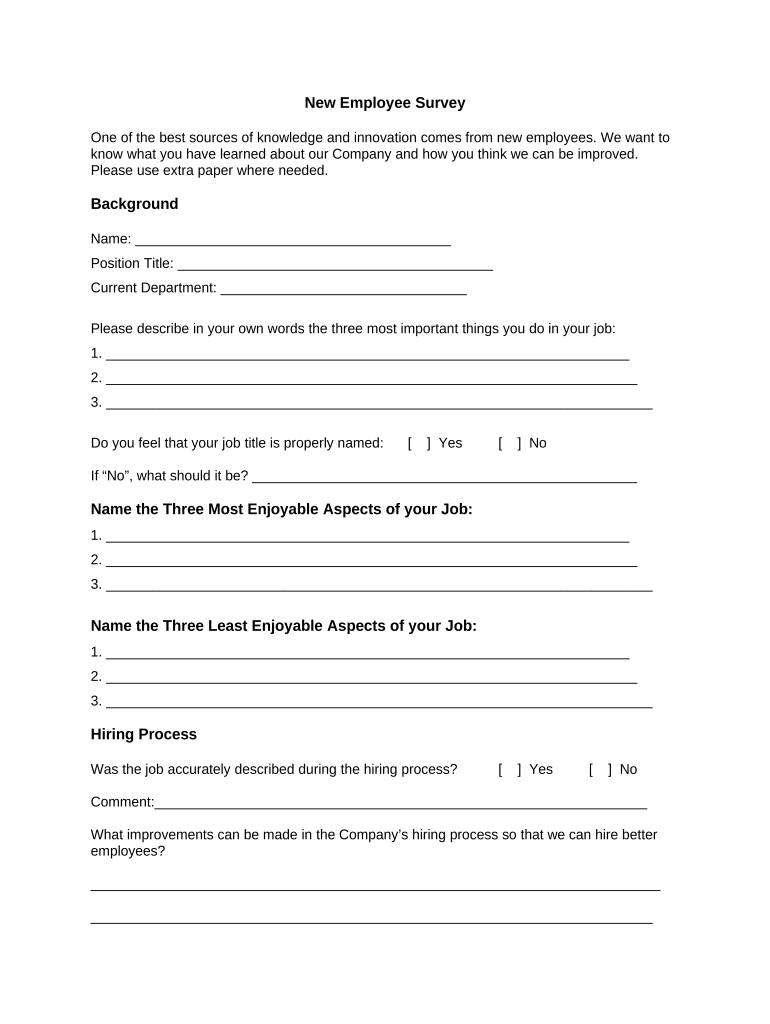 new employee survey Preview on Page 1