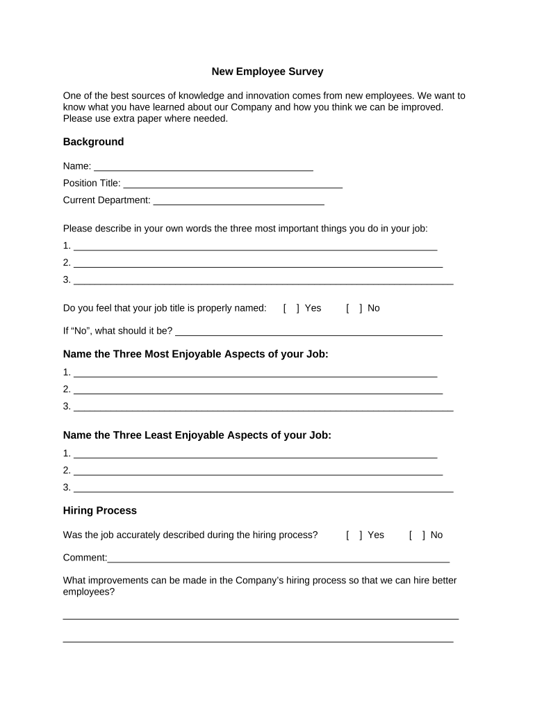 new hire survey questions after 3 months Preview on Page 1.