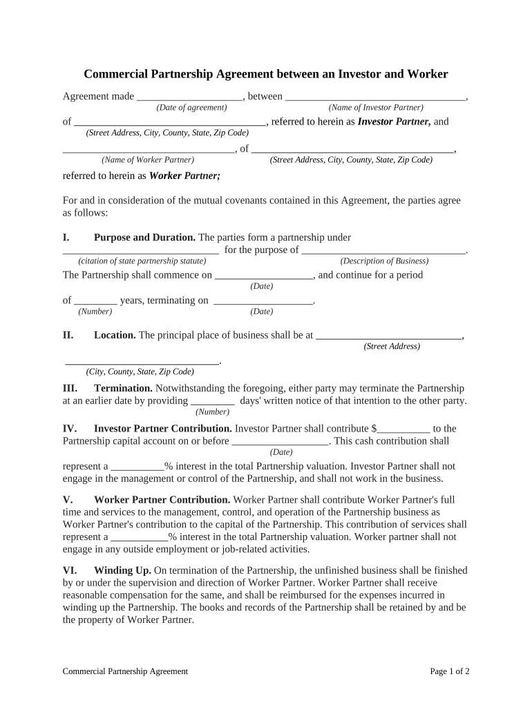 partnership agreement between Preview on Page 1