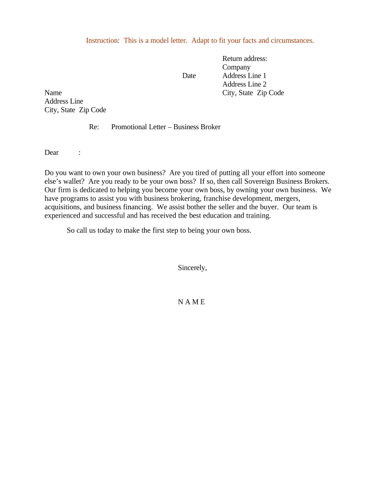 sample letter promotional Preview on Page 1