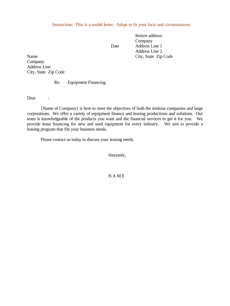 sample letter financing Preview on Page 1