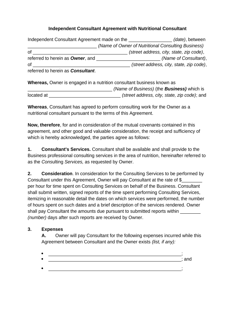 consultant agreement template word Preview on Page 1