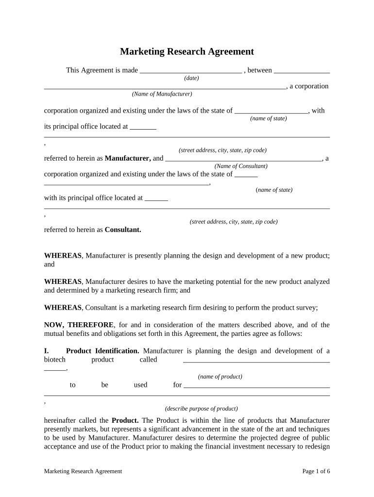 market research contract template Preview on Page 1