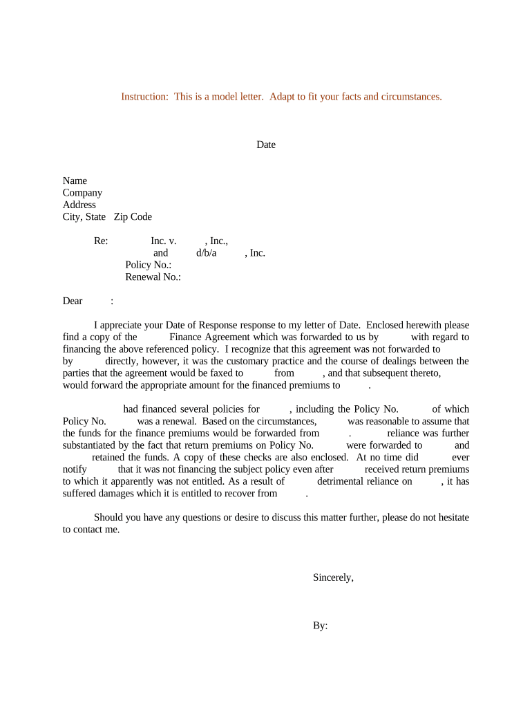 letter finance agreement Preview on Page 1