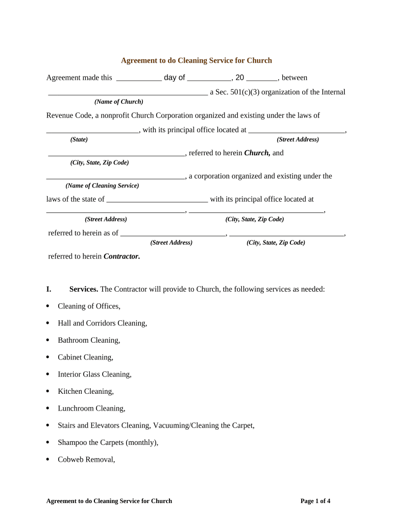 agreement cleaning Preview on Page 1