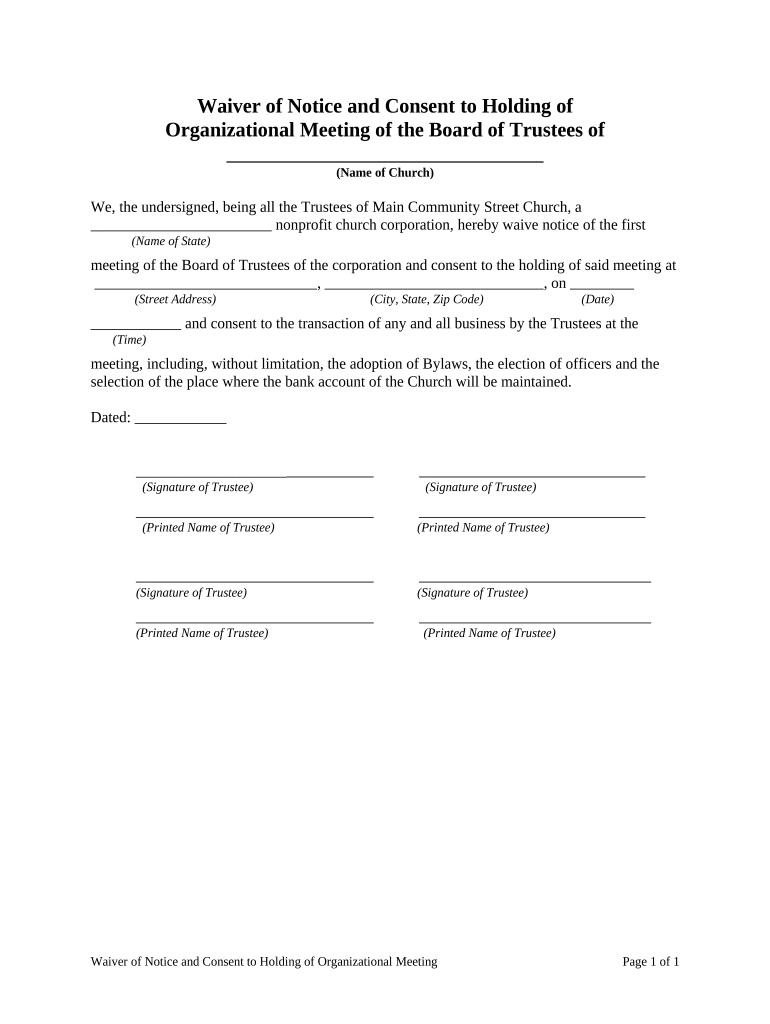 waiver of notice Preview on Page 1