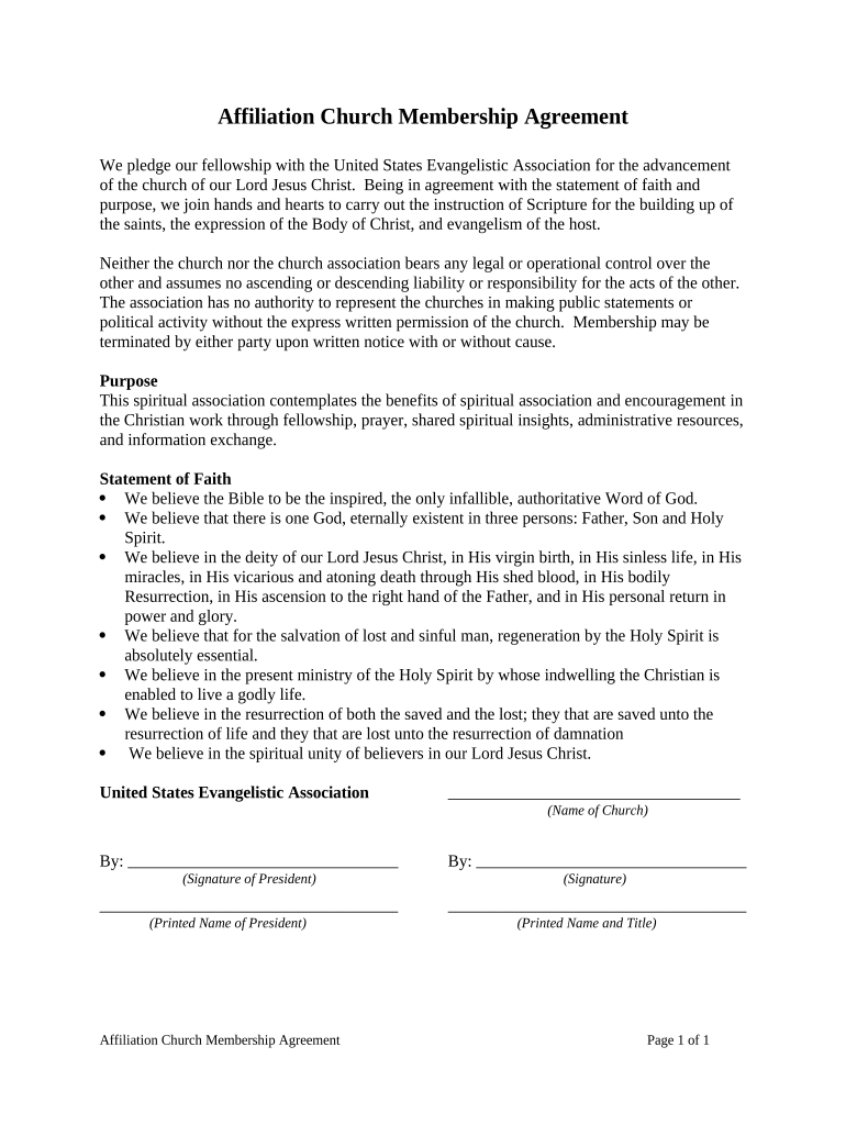 membership agreement Preview on Page 1