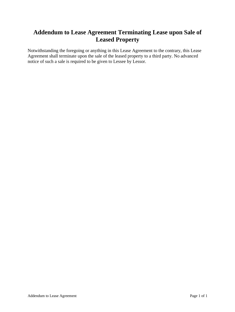 addendum lease agreement form Preview on Page 1.