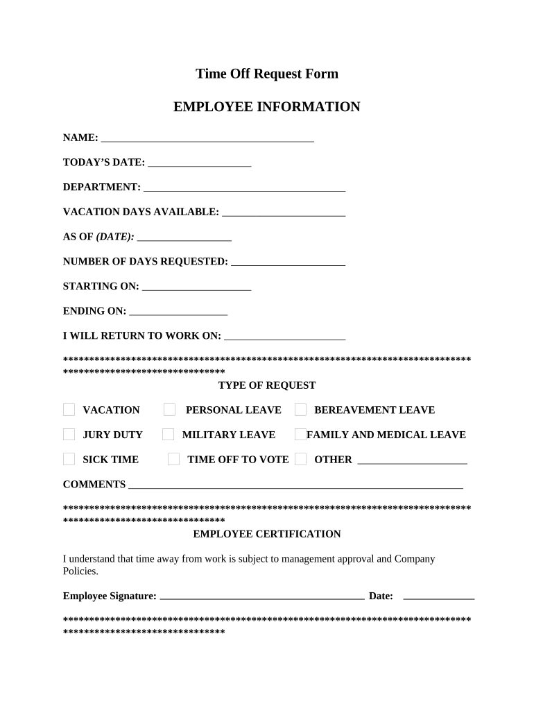 Time Off Request Doc Template PdfFiller Time Off Request Doc Template PdfFiller