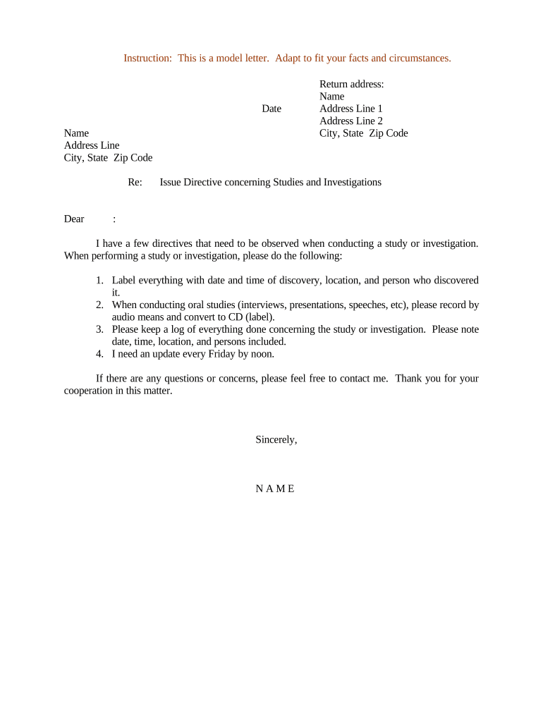 directive letter sample Preview on Page 1