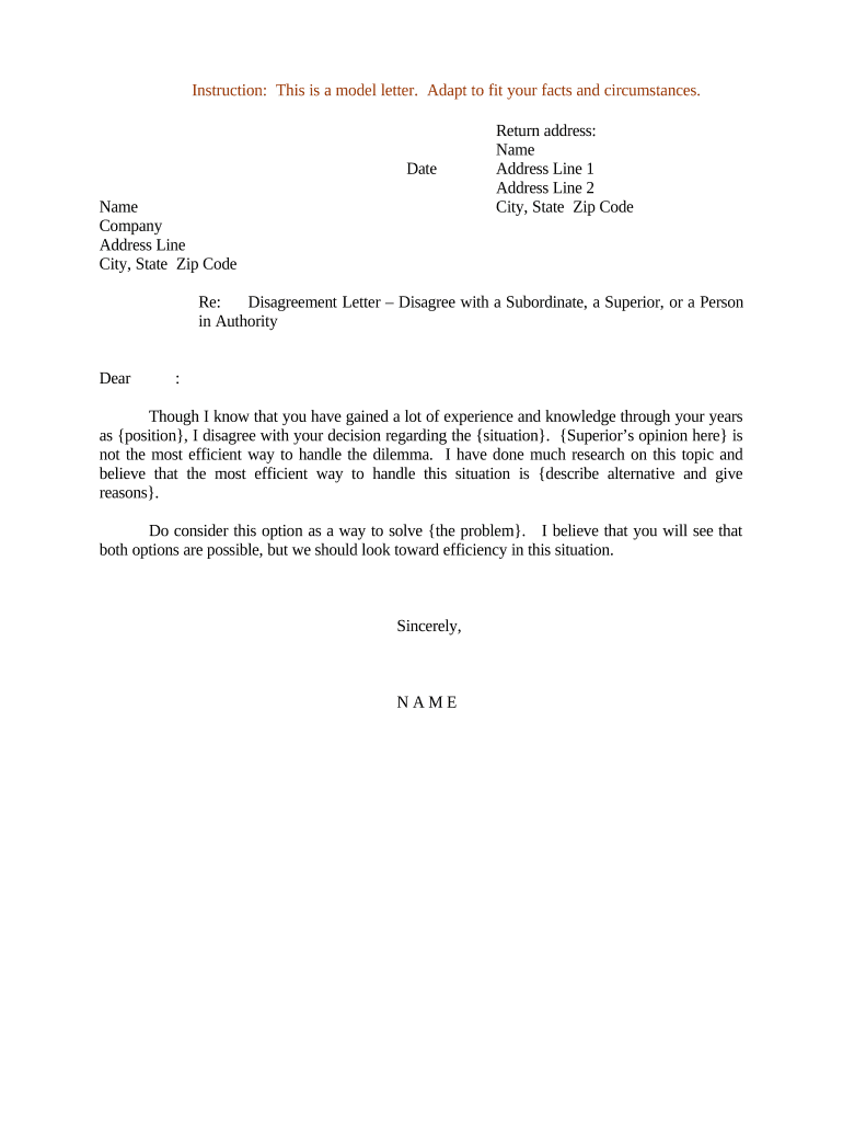 Letter of disagreement to boss image