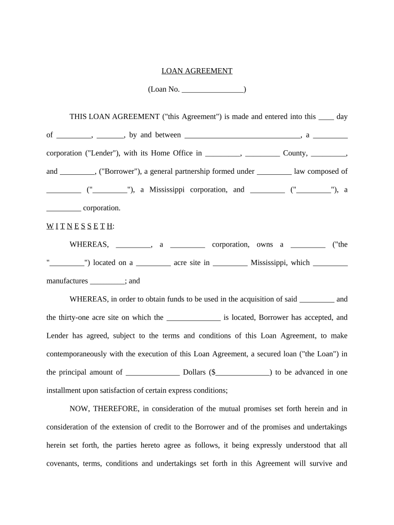 loan agreement sample Preview on Page 1