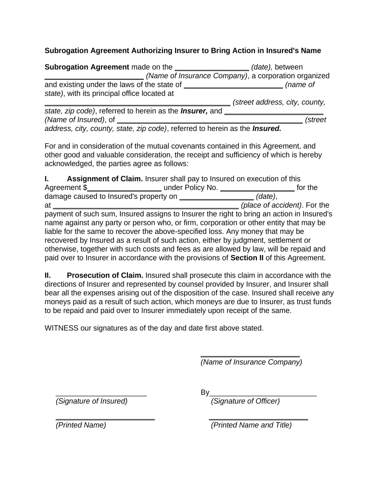 Subrogation Form Fill Out Sign Online DocHub