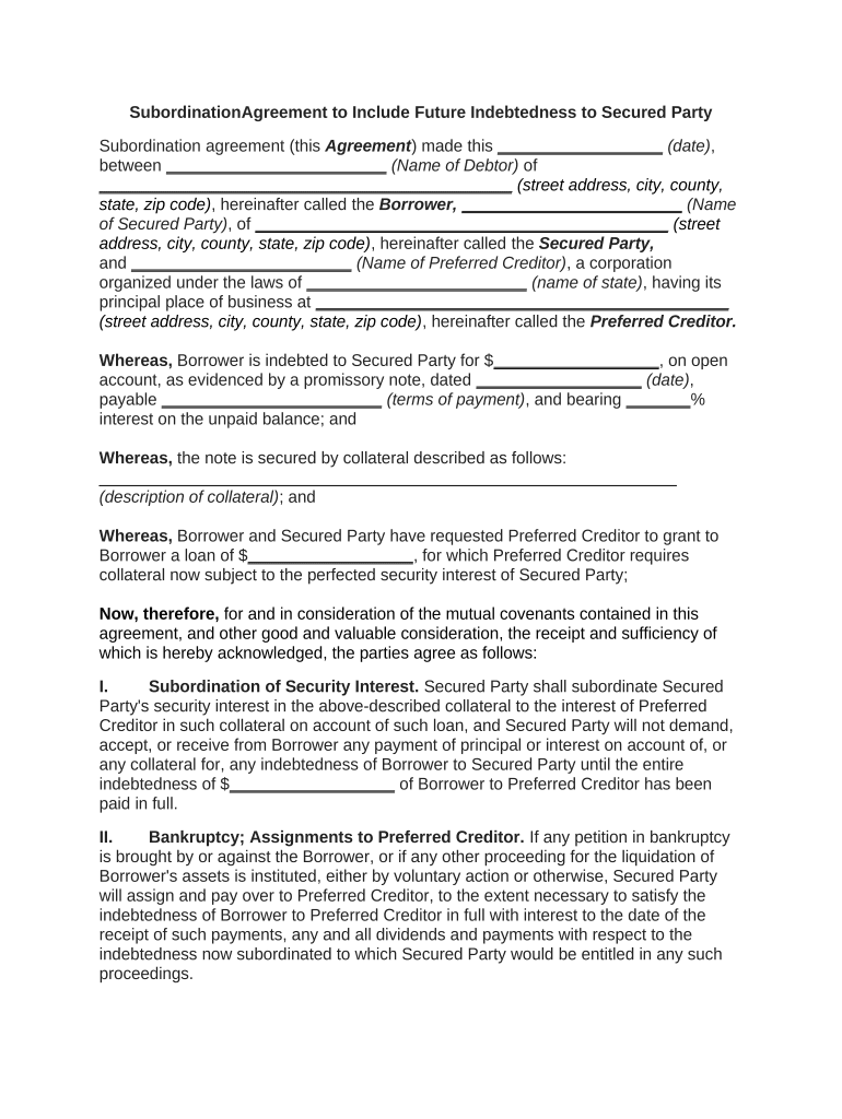 subordination agreement Preview on Page 1