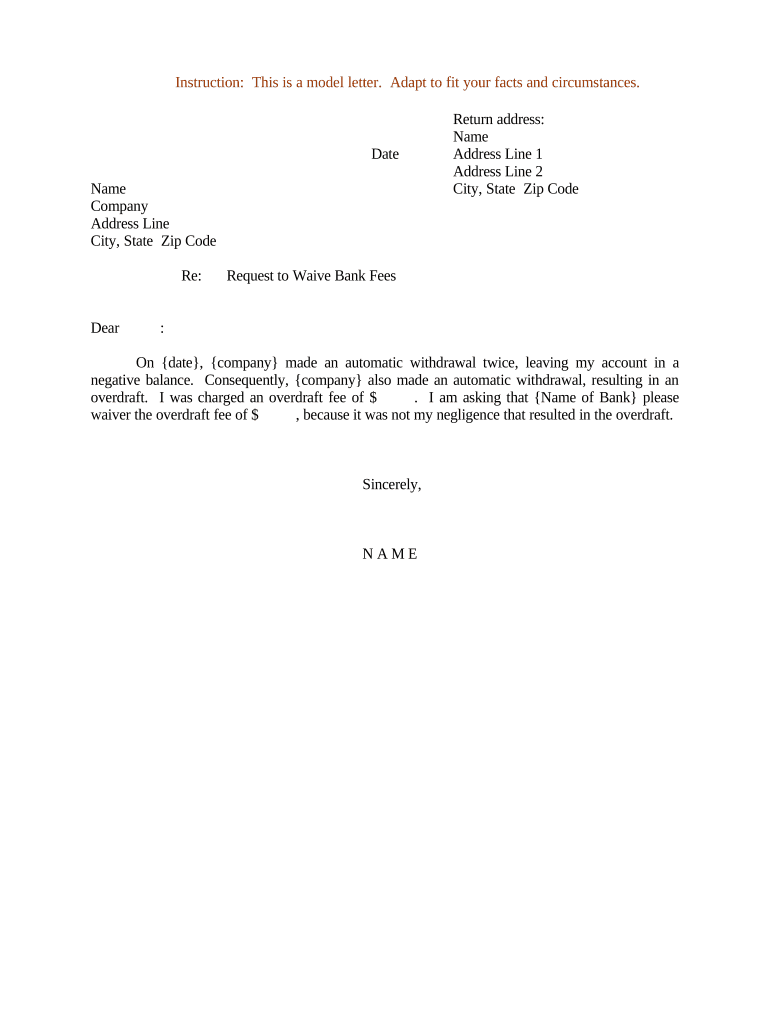 bank charges letter