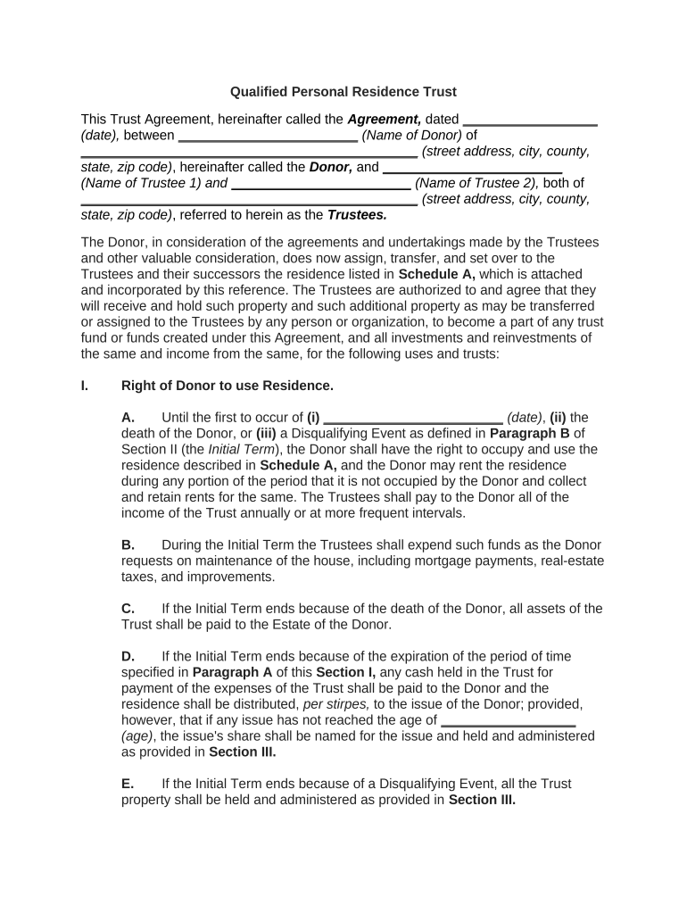 qualified personal residence trust example Preview on Page 1