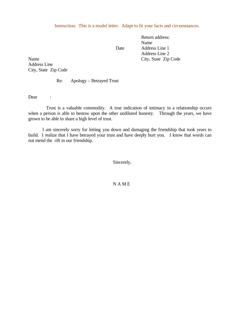 sample letter apology Preview on Page 1