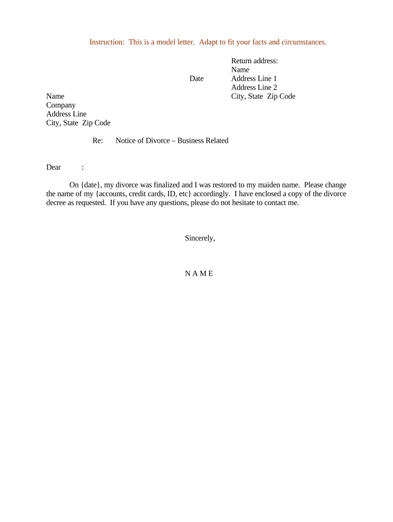 Sample Letter Divorce Doc Template PdfFiller