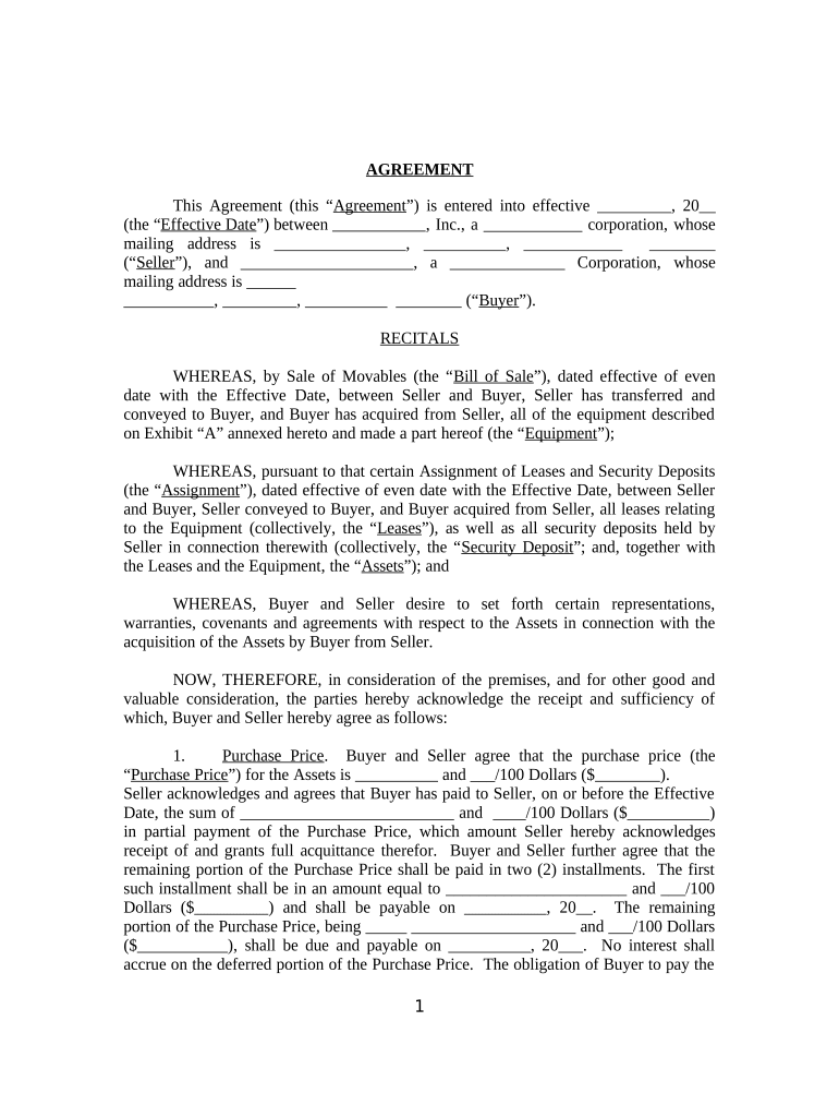 sample agreement corporate Preview on Page 1