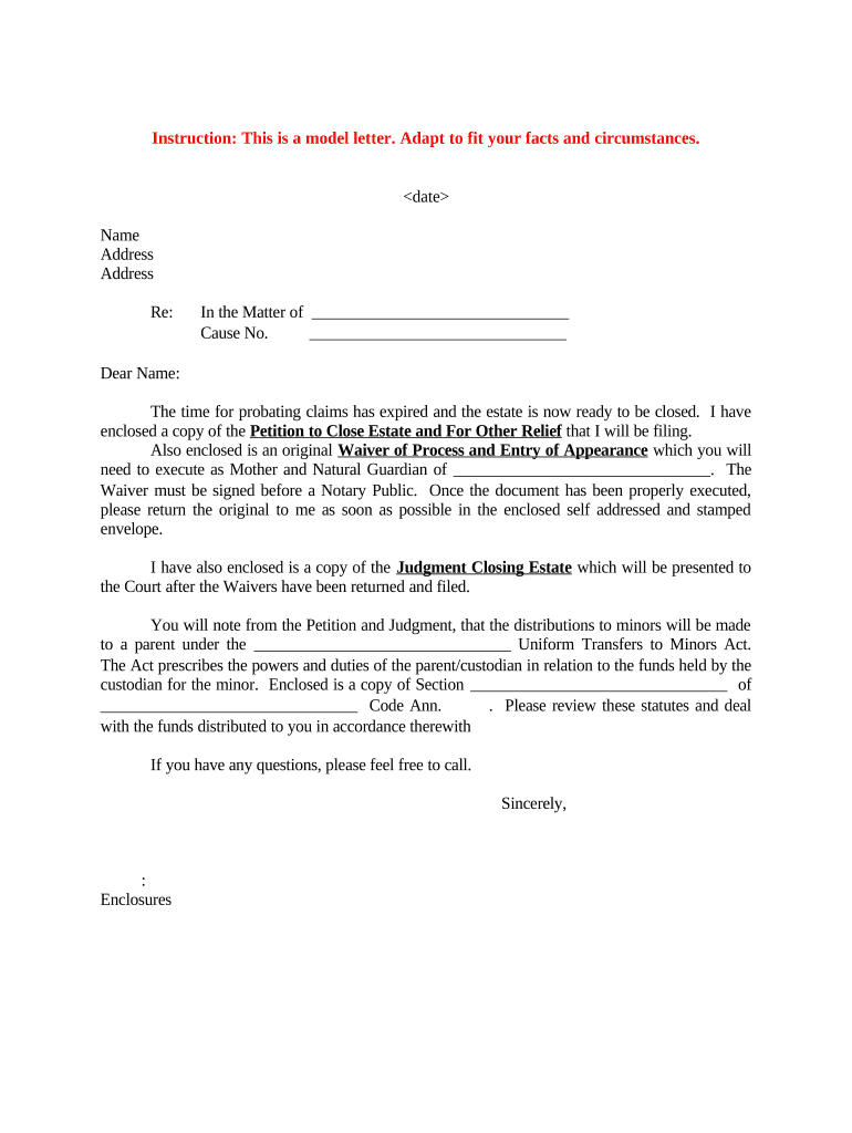 petition close estate Preview on Page 1