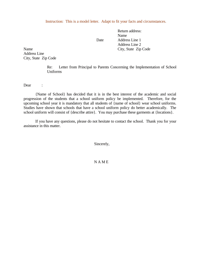 letter to school from parent Preview on Page 1