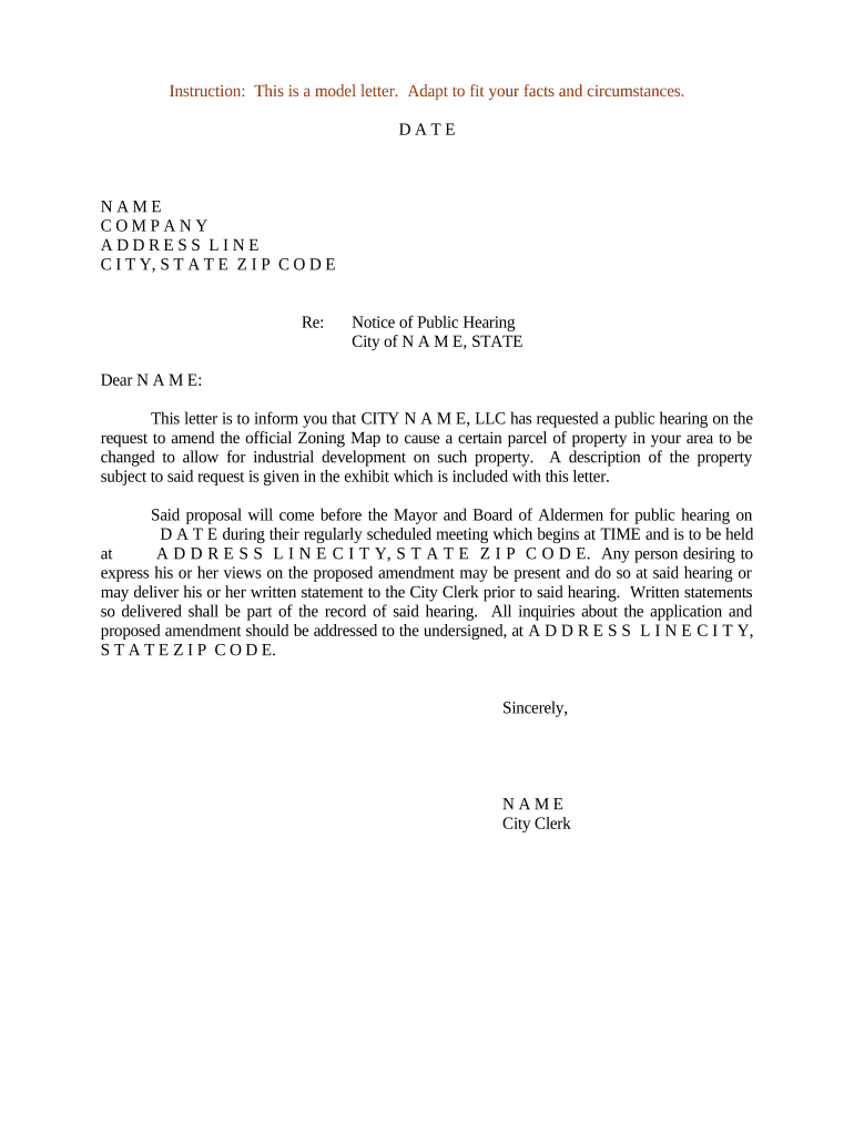 Letter Notice Hearing Doc Template PdfFiller