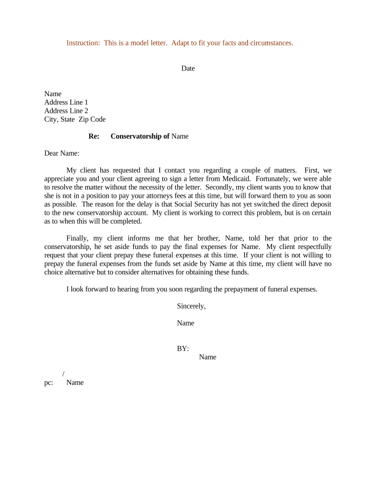 sample conservatorship letter Preview on Page 1.