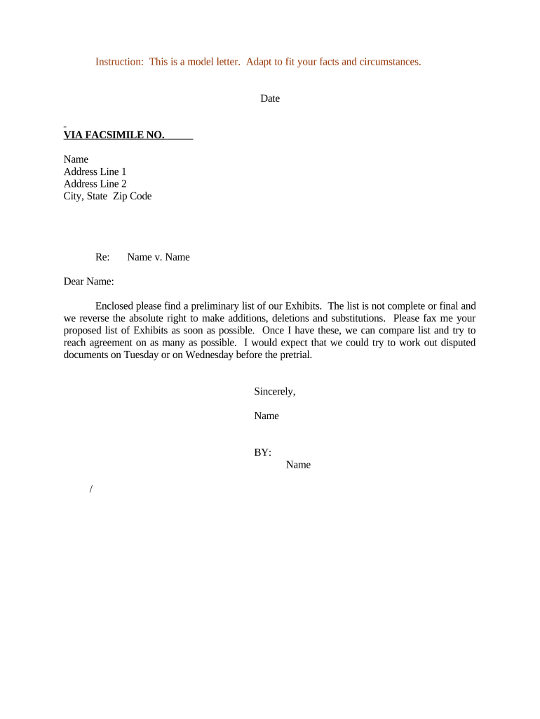 trial list exhibits Preview on Page 1