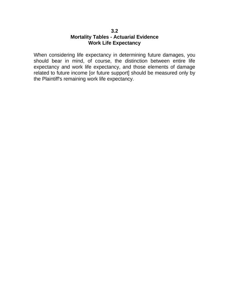 Jury Instruction - 3.2 Work Life Expectancy Preview on Page 1
