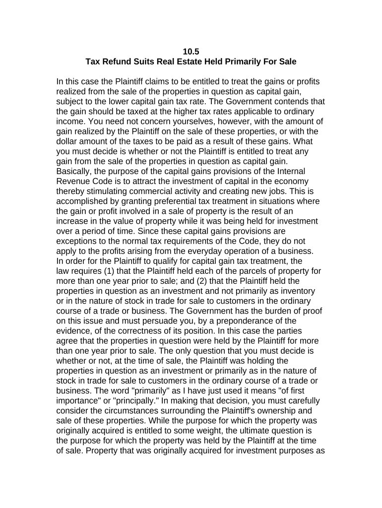 Jury Instruction - 10.10.5 Real Estate Held Primarily For Sale Preview on Page 1
