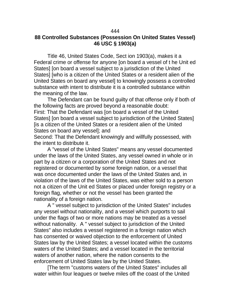 Jury Instruction Controlled Substances Possession On United States