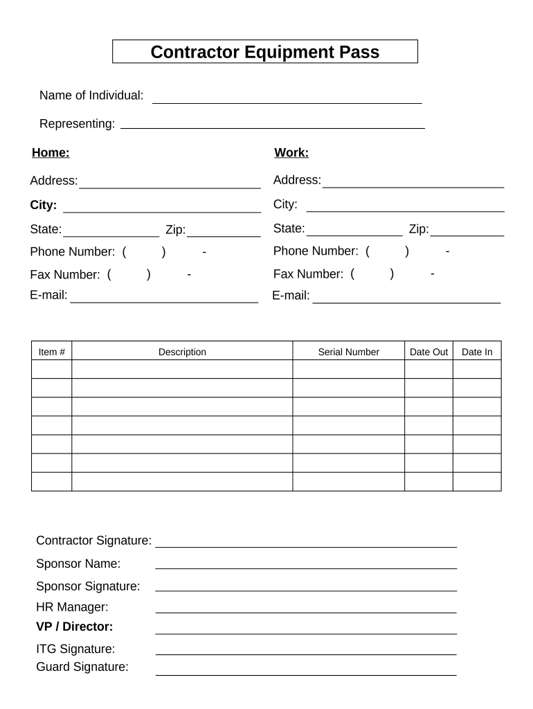 contractor pass template Preview on Page 1