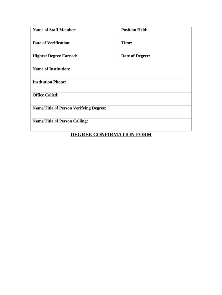 Degree Confirmation Form Preview on Page 1