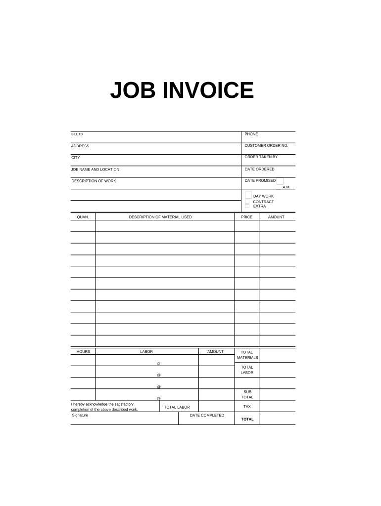 job invoice Preview on Page 1