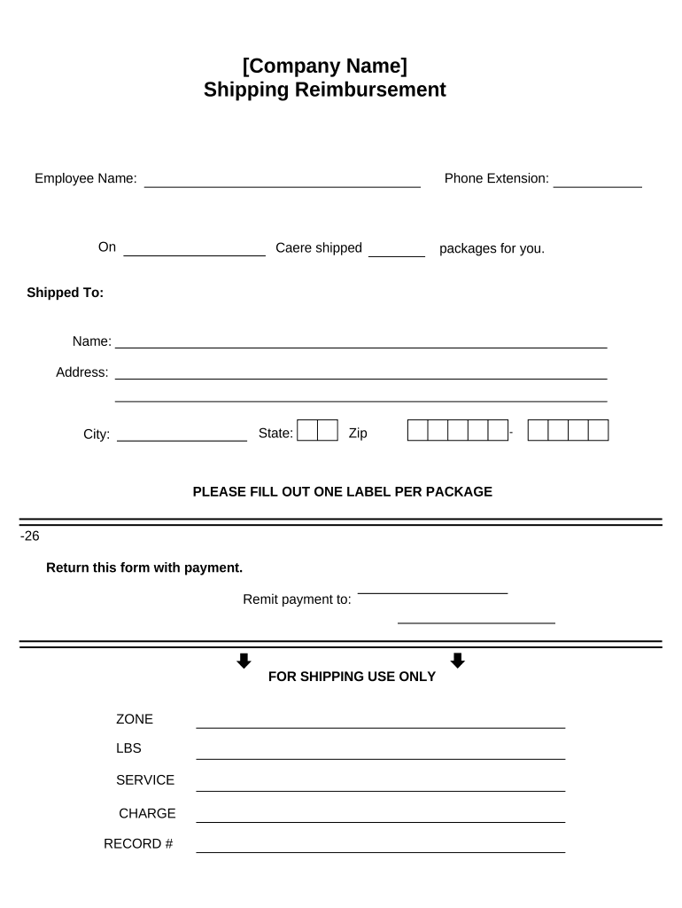 Shipping Reimbursement Preview on Page 1